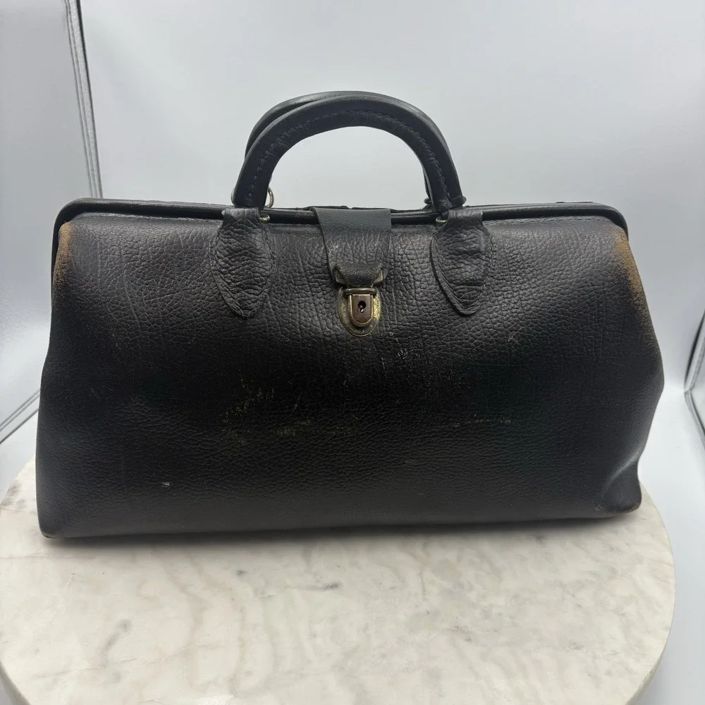 VINTAGE SCHELL Doctor Handbag Black No Key Early‎ 20th Century Antique